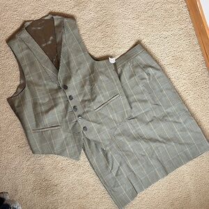 Women's Classic Plaid Suit Vest and Skirt Set
